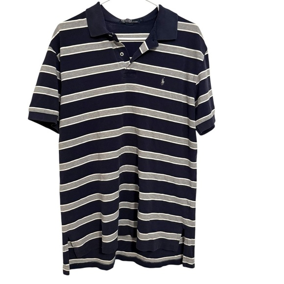 Polo Ralph Lauren Vintage 90s Striped Collar Shirt Large - Picture 1 of 4